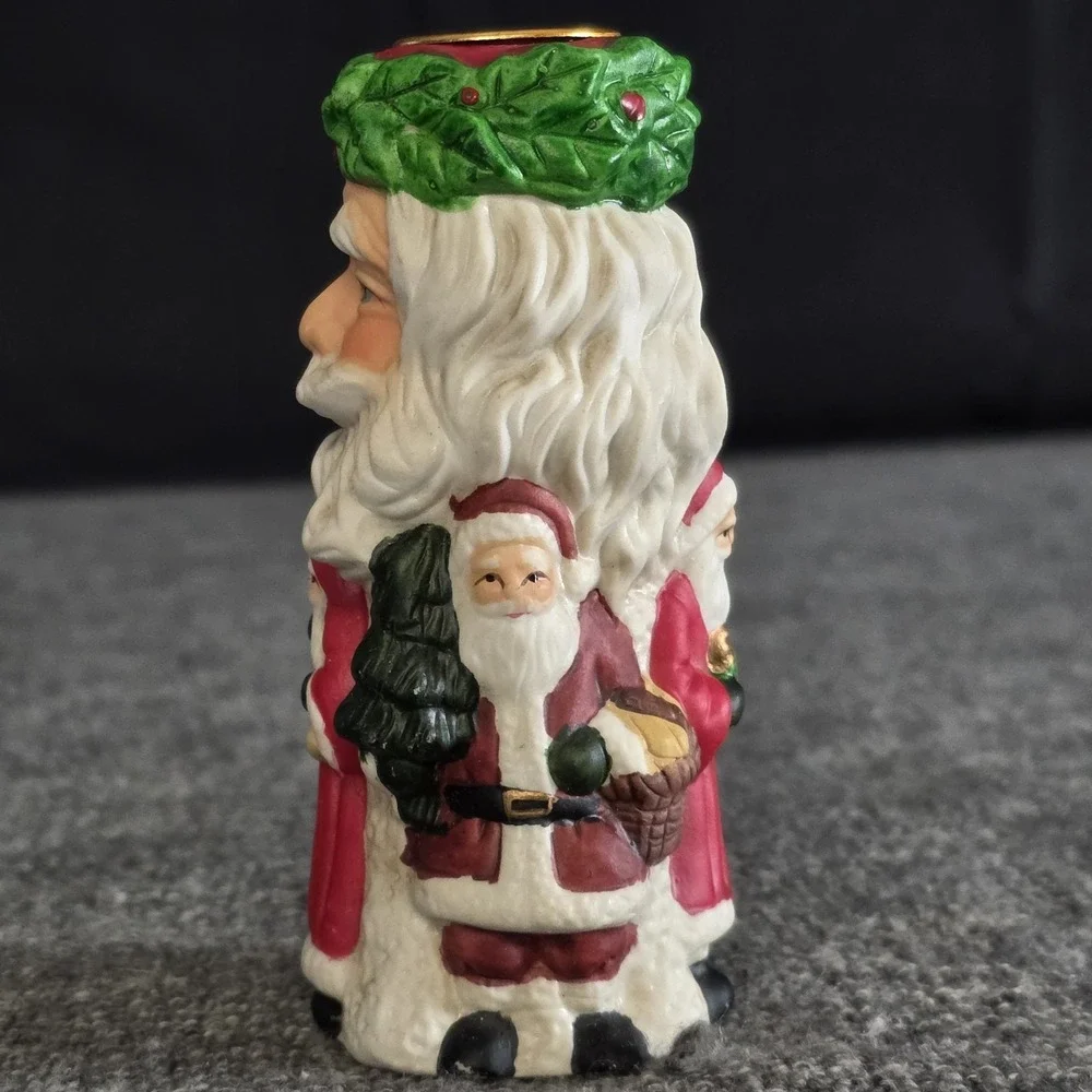 Vtg Brinnco Santa Claus Hand Painted Ceramic Candle Holder Christmas Decor 4.25